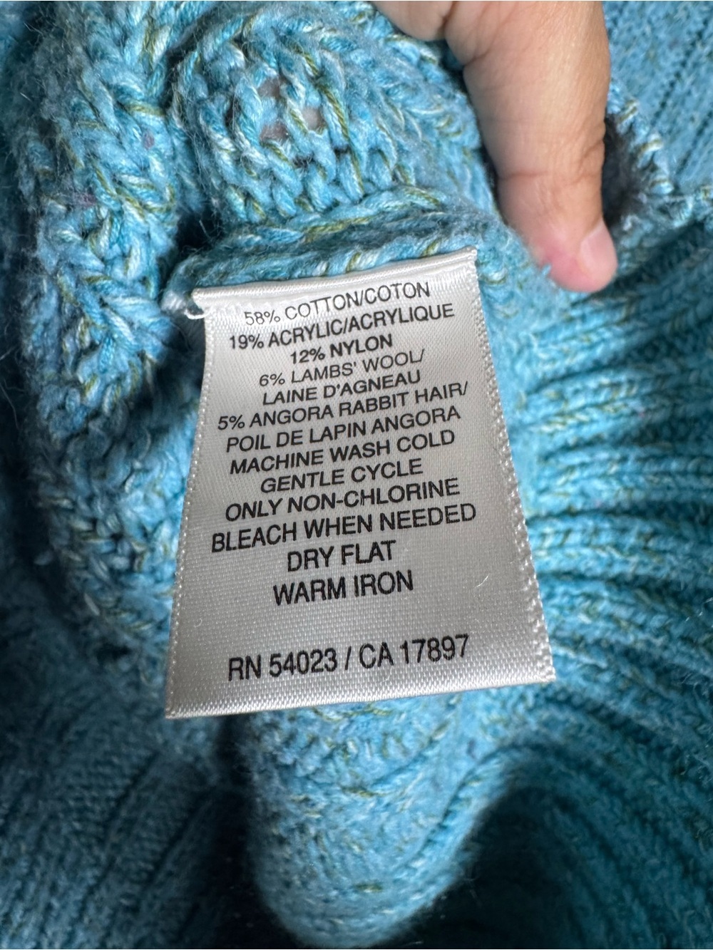 Vintage Old Navy Women’s Blue Cable Knit Turtleneck Pullover Sweater Size M - Picture 5 of 6